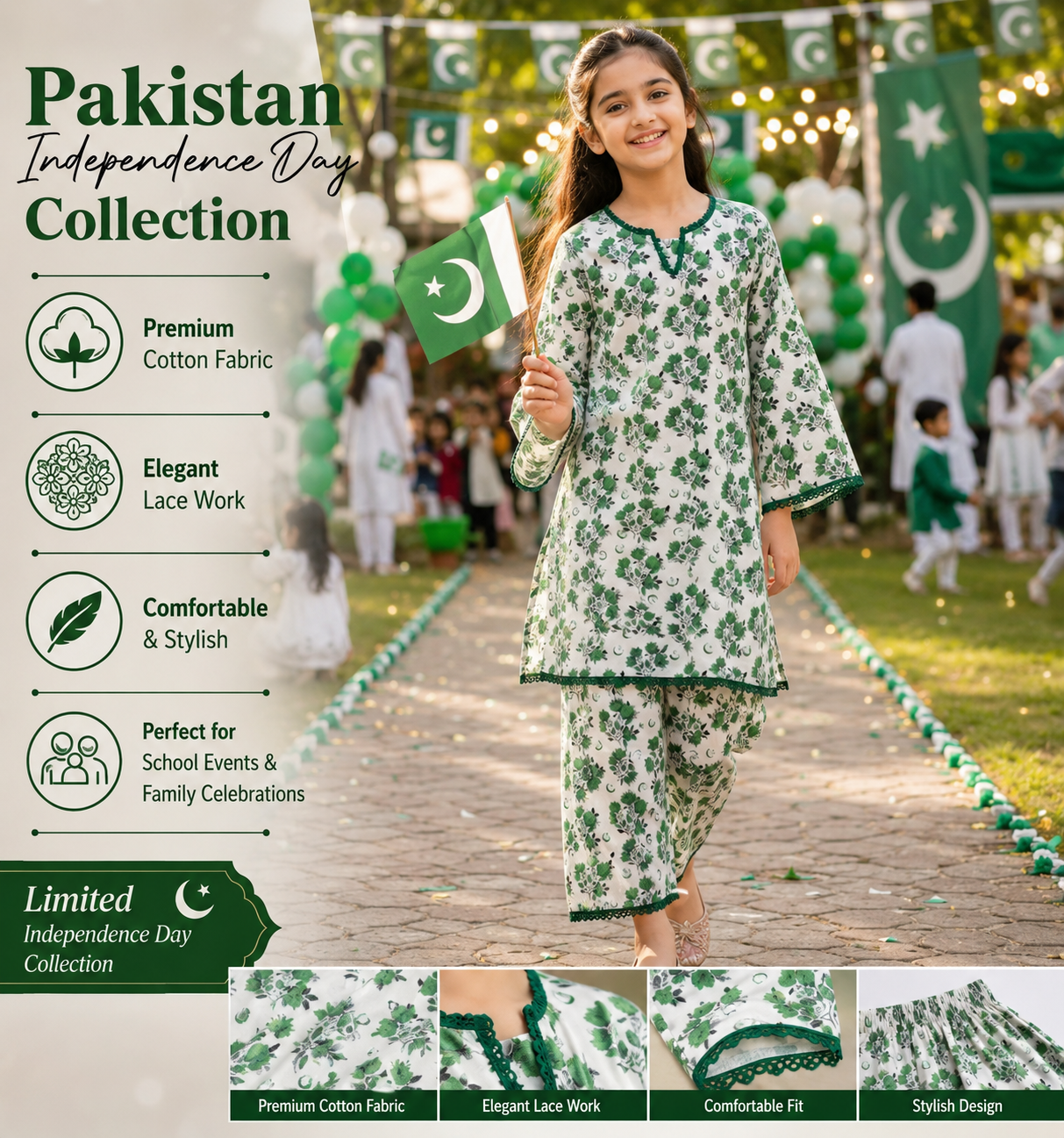 2 Pcs Girl's Cotton Printed Kurta And Pajama