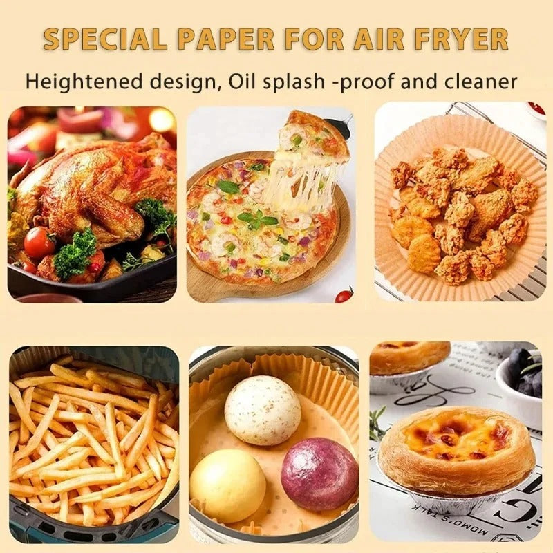 50/100PCS Air Fryer Disposable Paper Square & Round Baking Paper