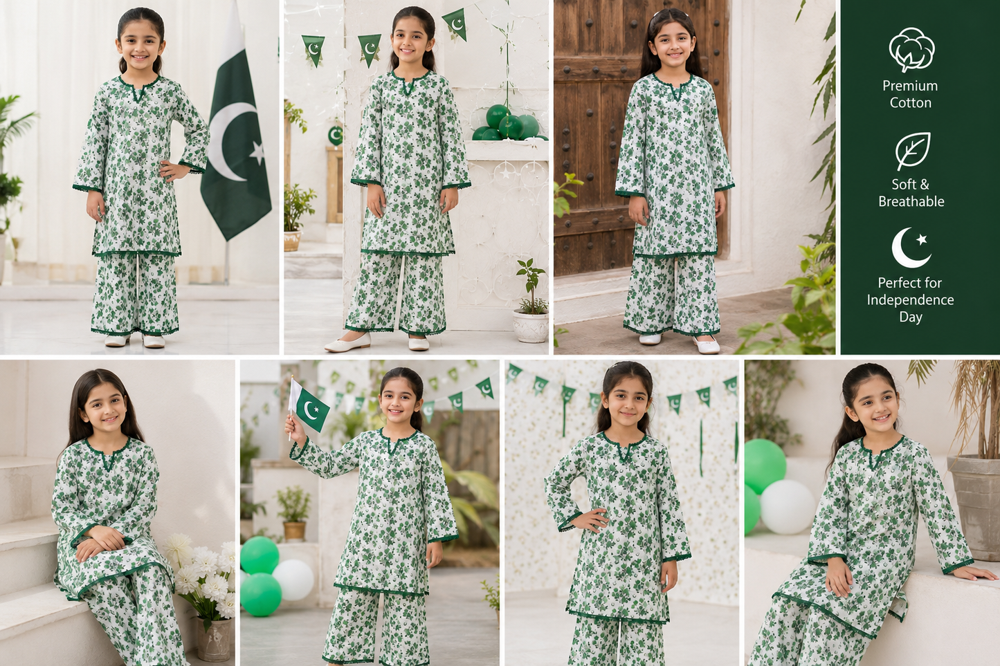 2 Pcs Girl's Cotton Printed Kurta And Pajama