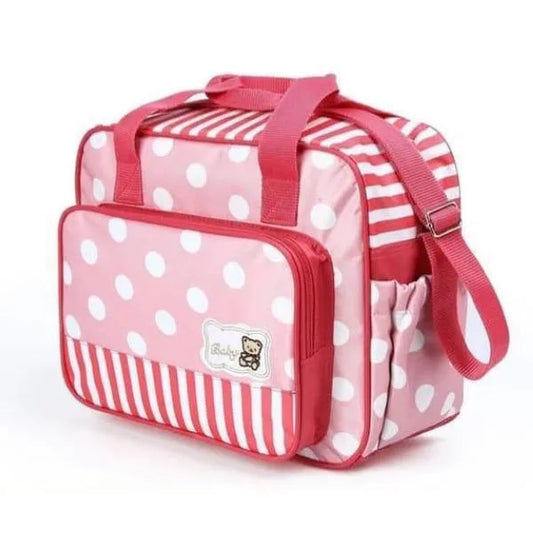 Baby Bag Unisex Large Pink Polka Dot Striped