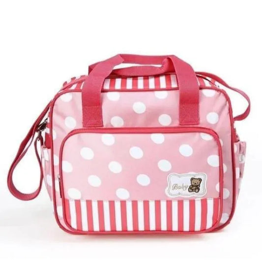 Baby Bag Unisex Large Pink Polka Dot Striped