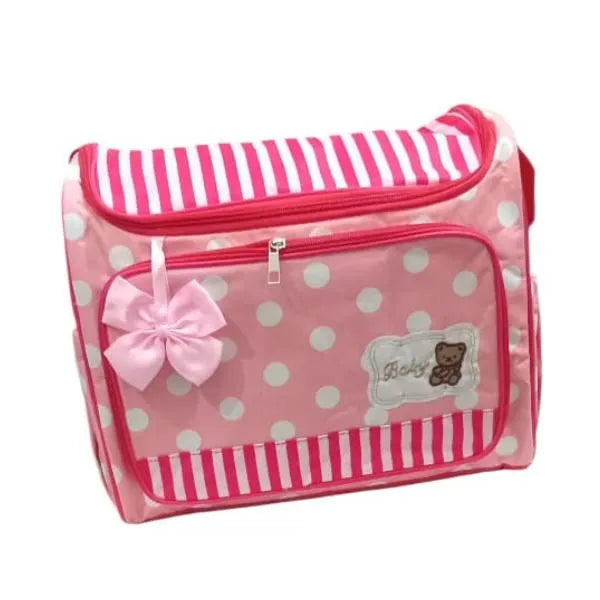 Baby Bag Unisex Large Pink Polka Dot Striped