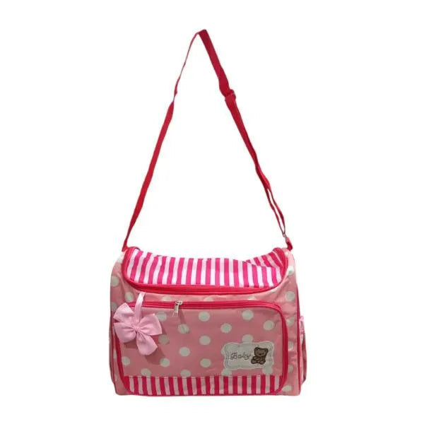 Baby Bag Unisex Large Pink Polka Dot Striped