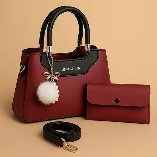 Leather Shoulder Bag with Detachable Strap & Card Holder