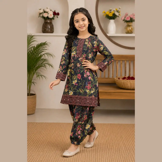 Vibrant Floral Cotton Set for Girls - 2 Pcs
