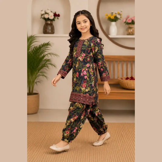 Vibrant Floral Cotton Set for Girls - 2 Pcs
