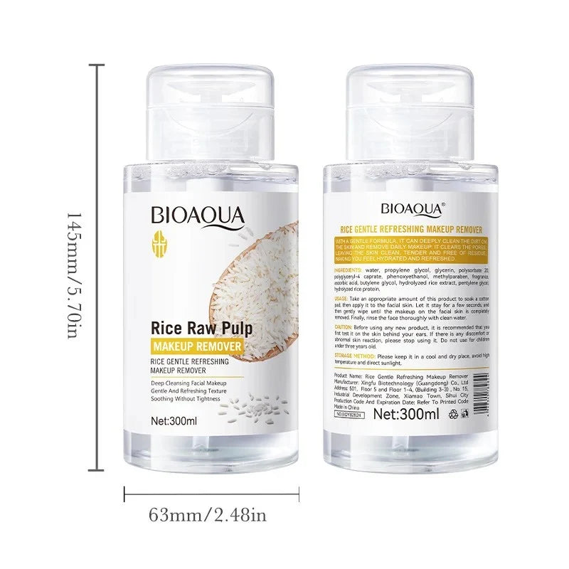 BIOAQUA Rice Raw Pulp Makeup Remover – Rice Gentle Refreshing Makeup Remover (300ml)