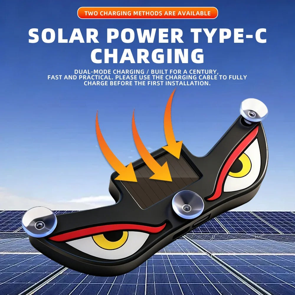 Solar Powered Wireless Demon Eye LED Car Light