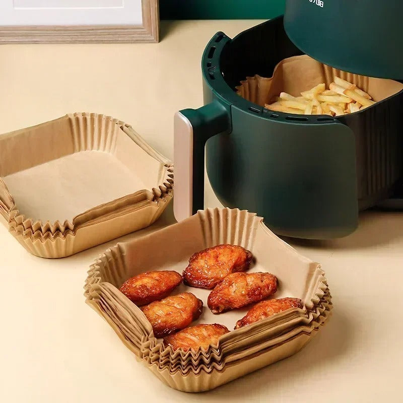 50/100PCS Air Fryer Disposable Paper Square & Round Baking Paper