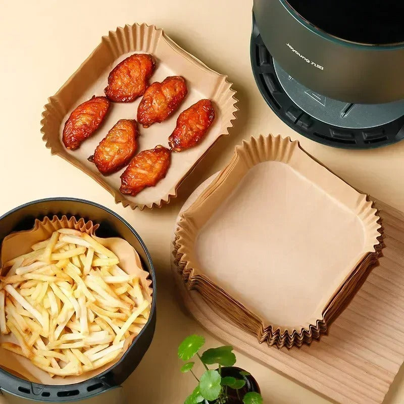 50/100PCS Air Fryer Disposable Paper Square & Round Baking Paper
